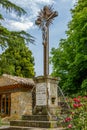 Church of Rennes le Chateau, France. Cross, ÃÂ and Jesus Christus Royalty Free Stock Photo